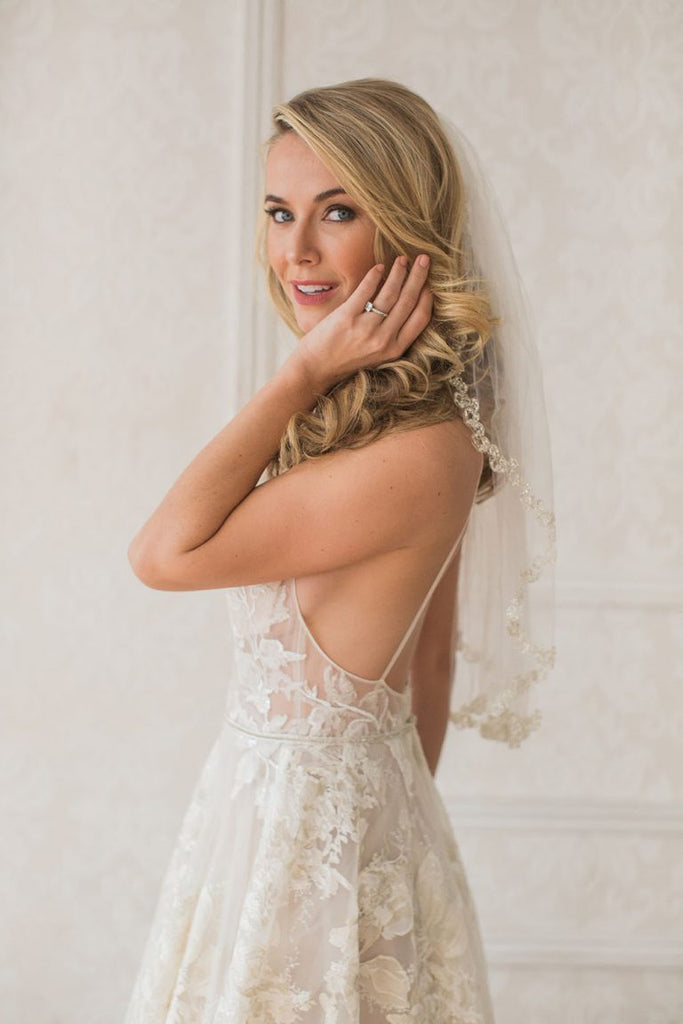 CYRILLE CATHEDRAL VEIL - SCALLOPED LACE 20 FROM COMB – Brides & Hairpins