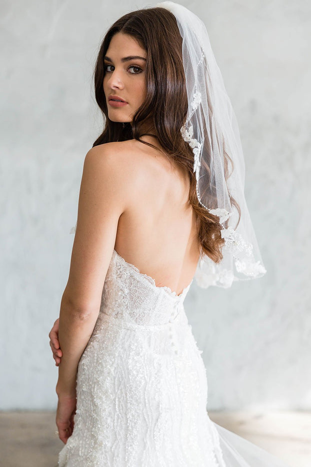 MIKAELA ELBOW/CATHEDRAL VEIL - WITH LACE EDGING