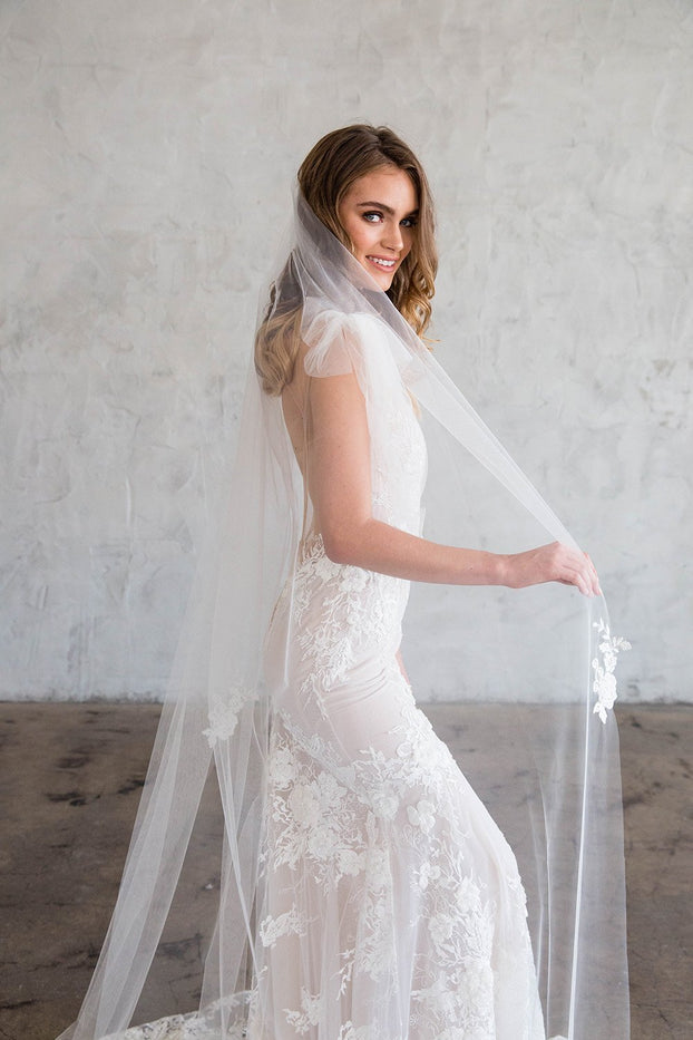 CLARICE CATHEDRAL VEIL - SCATTERED LACE EDGE