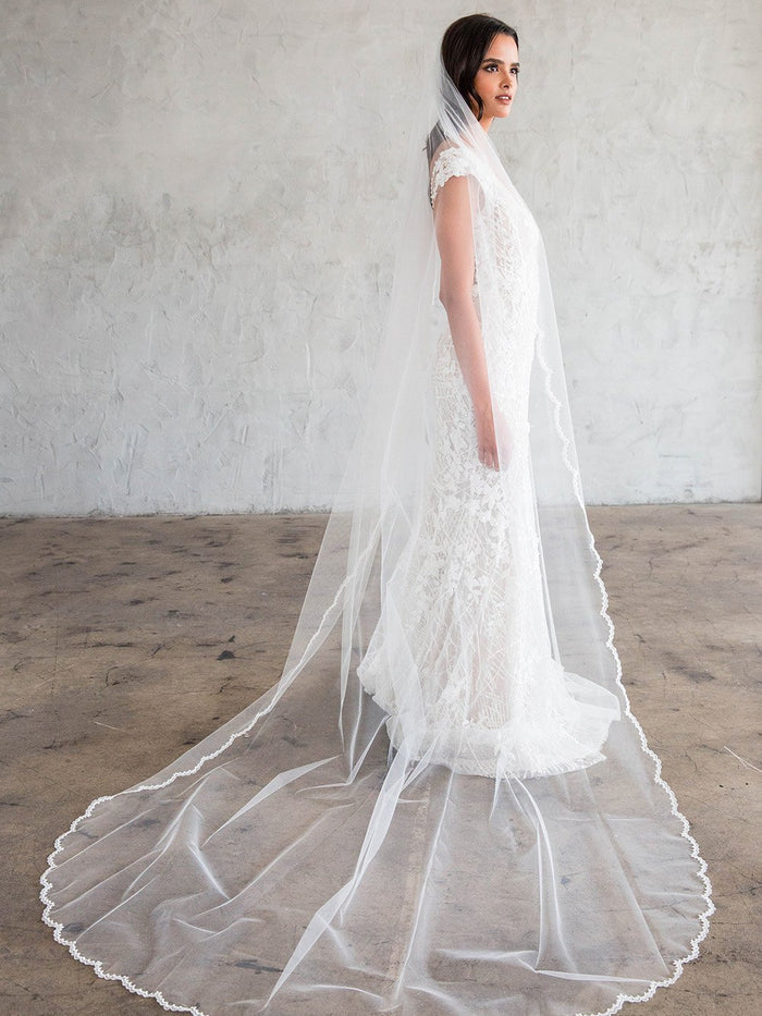 CYRILLE CATHEDRAL VEIL - SCALLOPED LACE 20